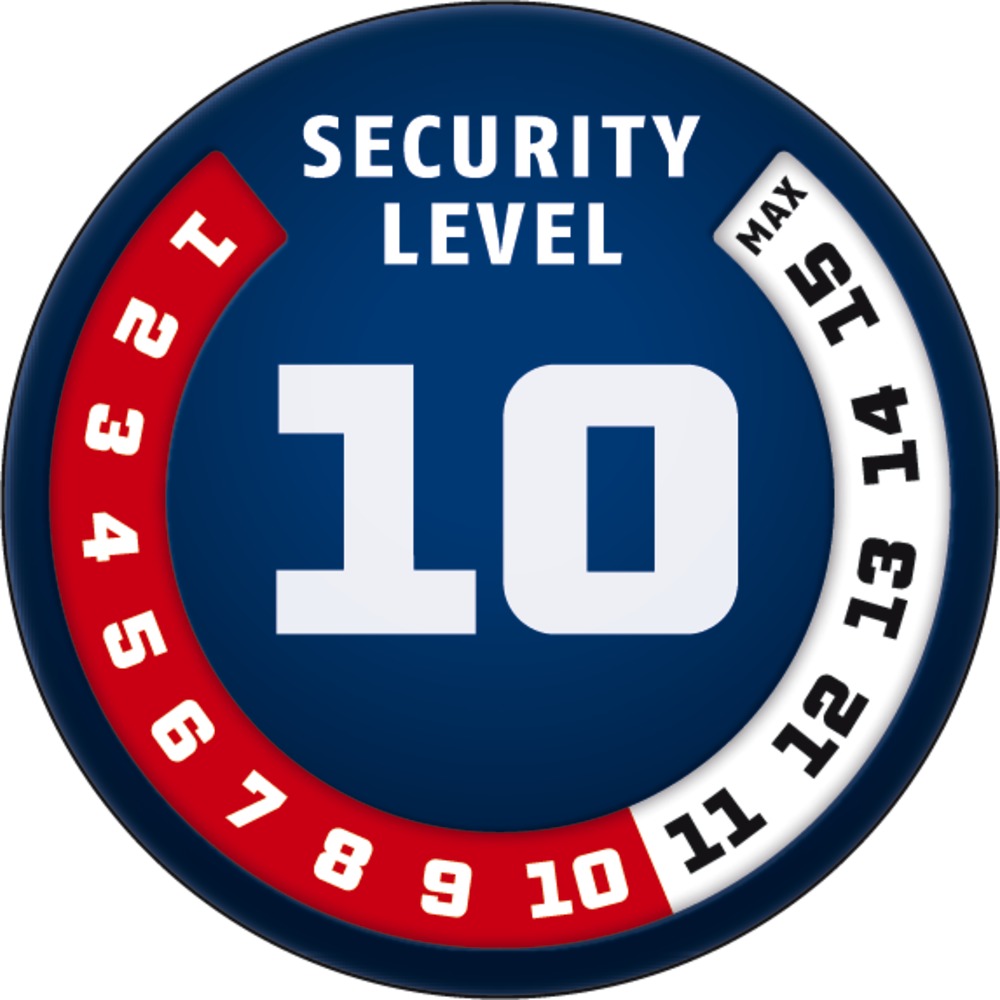 Sicherheitslevel 10/15 | ABUS GLOBAL PROTECTION STANDARD ®  | Ein höherer Level entspricht mehr Sicherheit